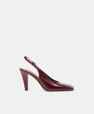 Gessia Heels in Oxblood Crinkle Patent Size 7 By Dolce Vita | DolceVita.com