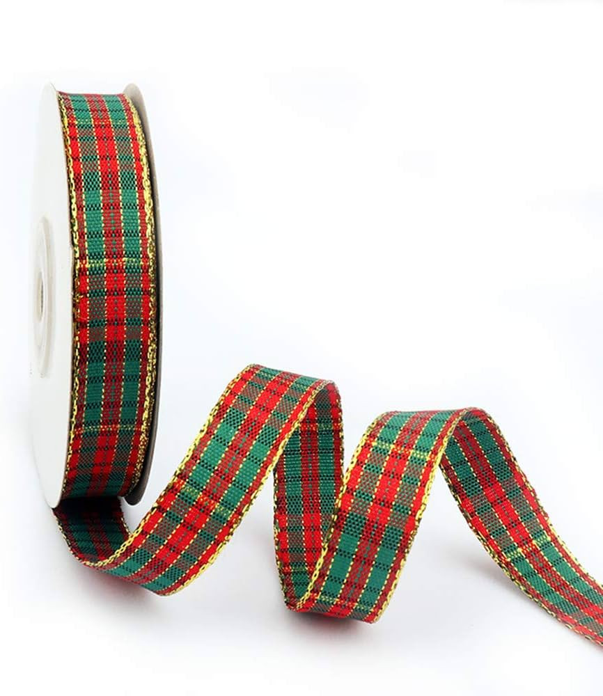 Christmas Gingham Ribbon, Traditional Tartan Ribbon, 100% Polyester Checkered Ribbon, Woven Edge ... | Amazon (US)