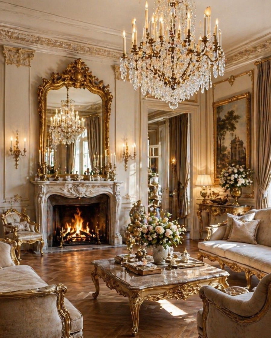 Luxury Parisian Living Room with Grand Chandelier & Fireplace

A space designed to be felt.
Soft light, carved details, and a chandelier that defines the entire room.
Layered in vintage textures and warm elegance—every piece invites you to stay a little longer.

#ParisianInterior #LuxuryLivingRoom #WayfairHome #ElegantDecor #VintageStyle #ChandelierDesign #HomeInspo #InteriorDesign

#LTKvlog #LTKHome