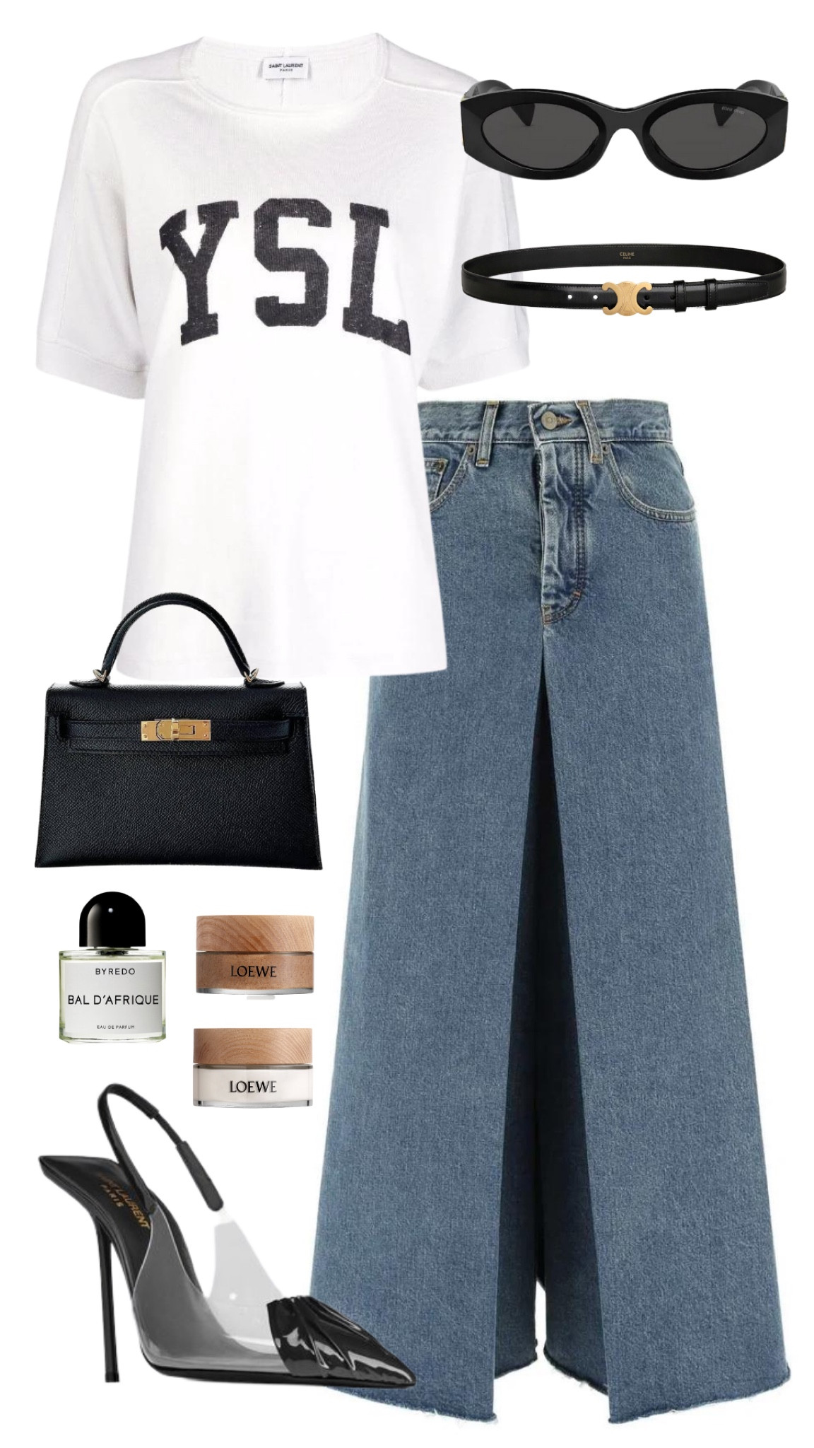 saint laurent top 
maison margiela skirt 
saint laurent heels 
celine triomphe belt 
hermes mini kelly 
miu miu sunglasses 
byredo bal d’afrique perfume 
loewe body scrub and lotion 


#LTKSeasonal #LTKfit #LTKHoliday