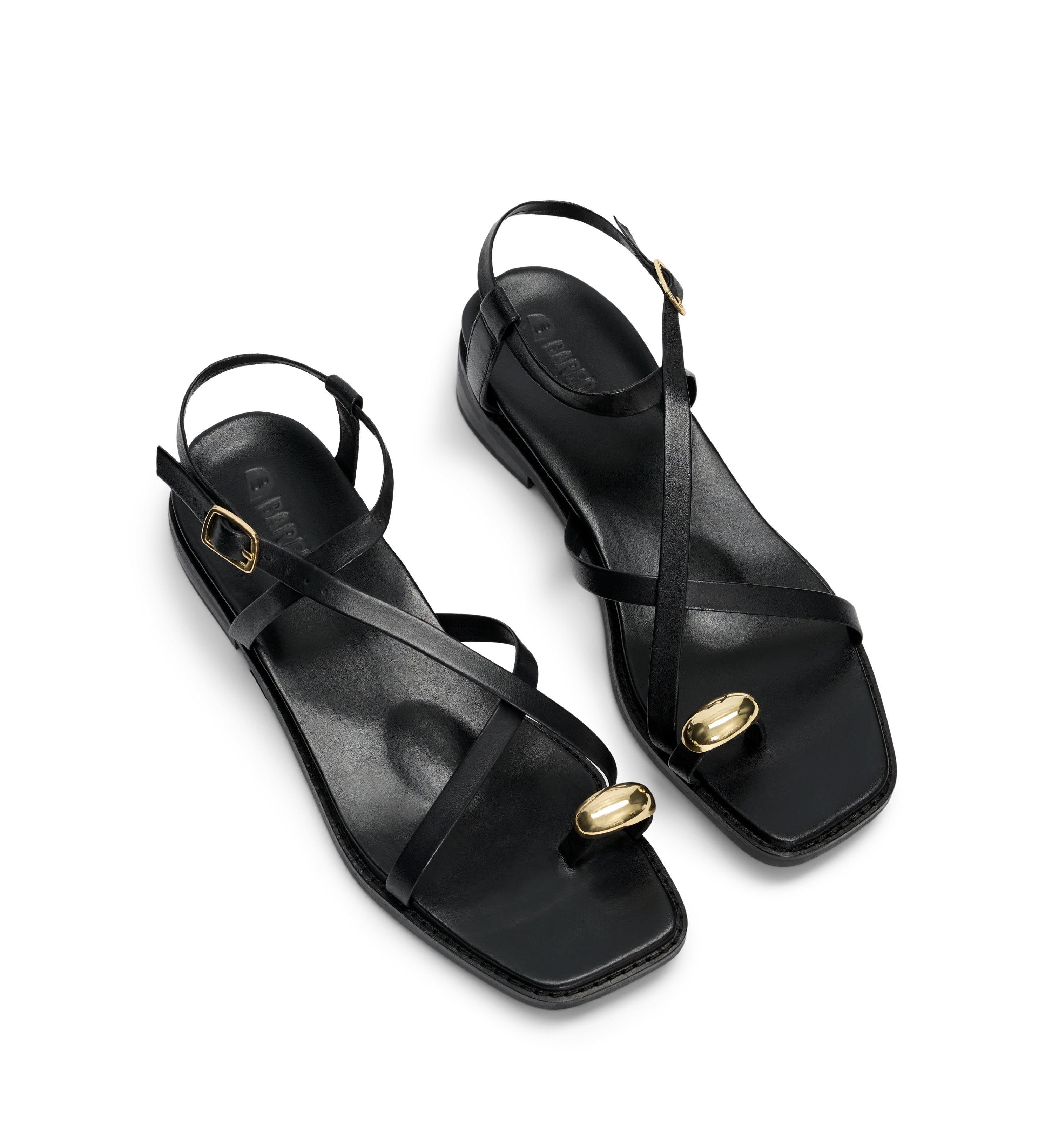 Syma Black Leather & Hardware Sandals | Bared Footwear | Bared Footwear