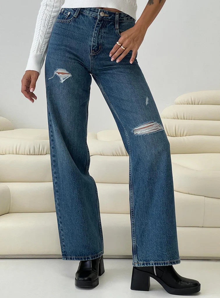 Beetle Ripped Jeans Mid Wash | Princess Polly US
