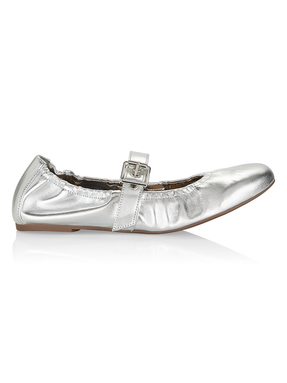 Women's Calita Metallic Buckled Ballet Flats - Silver - Size 7.5 | Saks Fifth Avenue