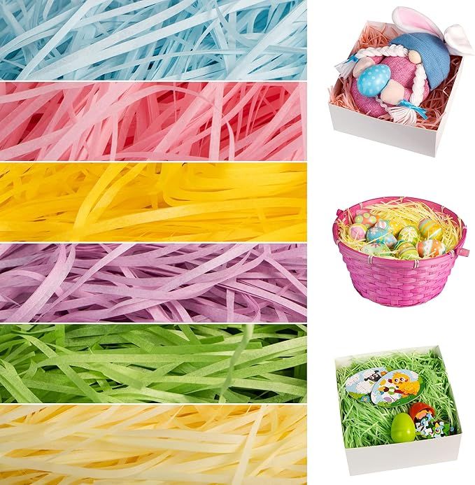 JOYIN 12oz Easter Grass 6 colors Recyclable Paper Shred for Easter Basket Filler Stuffers, Easter... | Amazon (US)