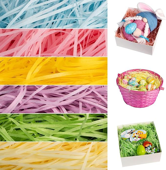 JOYIN 12oz Easter Grass 6 colors Recyclable Paper Shred for Easter Basket Filler Stuffers, Easter... | Amazon (US)