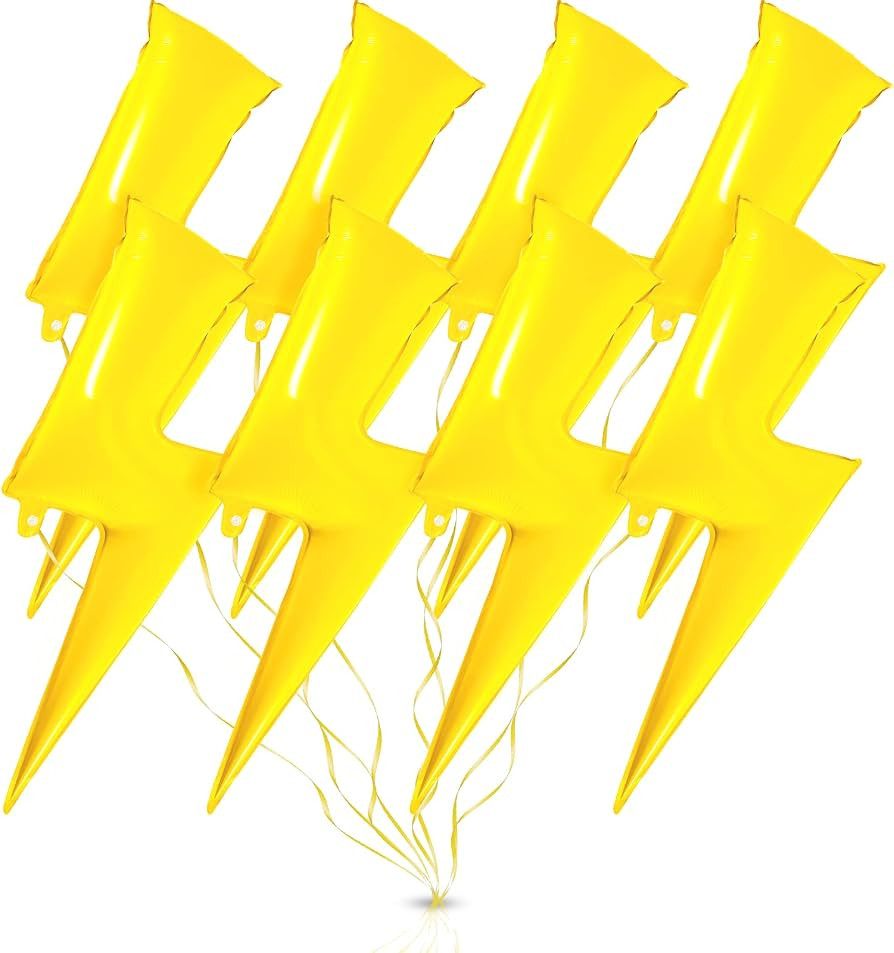 8 Pieces 36 Inch Yellow Lightning Bolt Balloons Large Flash Foil Party Balloons Foil Balloons for... | Amazon (US)
