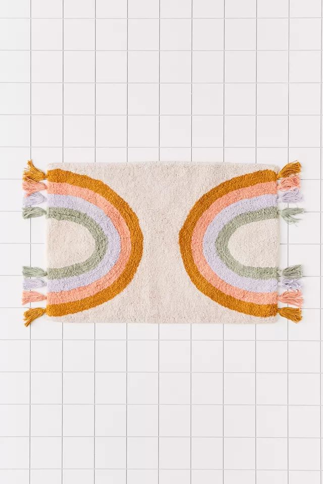 Rainbow Fringe Bath Mat | Urban Outfitters (US and RoW)