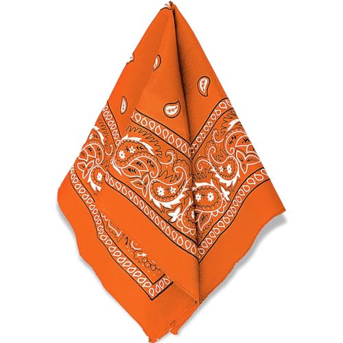 Classic Orange Paisley Bandana - 20" x 20" (1 Count) - Perfect for Outdoor Activities, Fashion Accessory, and DIY Projects | Amazon (US)