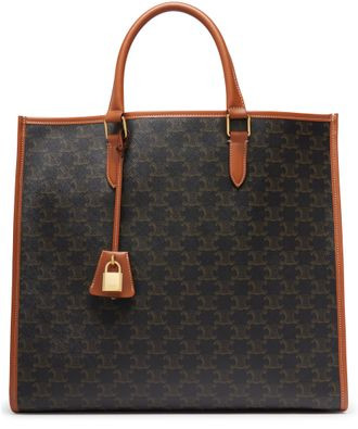 Cabas vertical in Triomphe canvas and calfskin - CELINE | 24S US