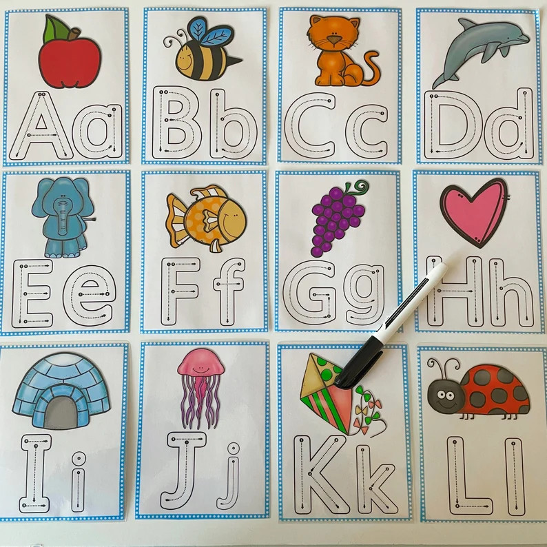 Alphabet tracing cards, uppercase and lowercase tracing cards, preschool tracing, toddler tracing... | Etsy (US)
