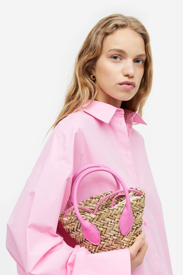 Shoulder Bag with Drawstring - Beige/bright pink - Ladies | H&M US | H&M (US + CA)