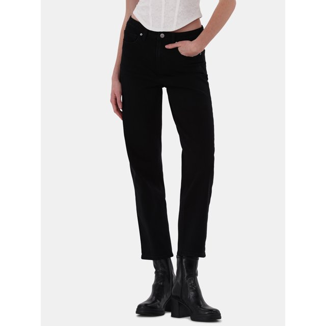 No Boundaries High-Rise Straight Leg Jeans, 30" Inseam, Women’s and Women’s Plus | Walmart (US)