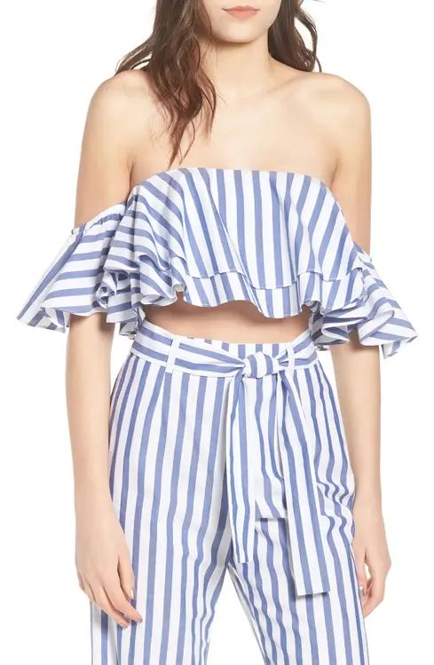 WAYF Cerignola Ruffle Off the Shoulder Crop Top | Nordstrom