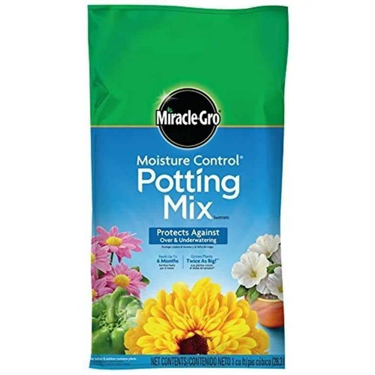 Miracle-Gro Moisture Control Potting Mix, 2 cu. ft., Feeds Up to 6 Months | Walmart (US)