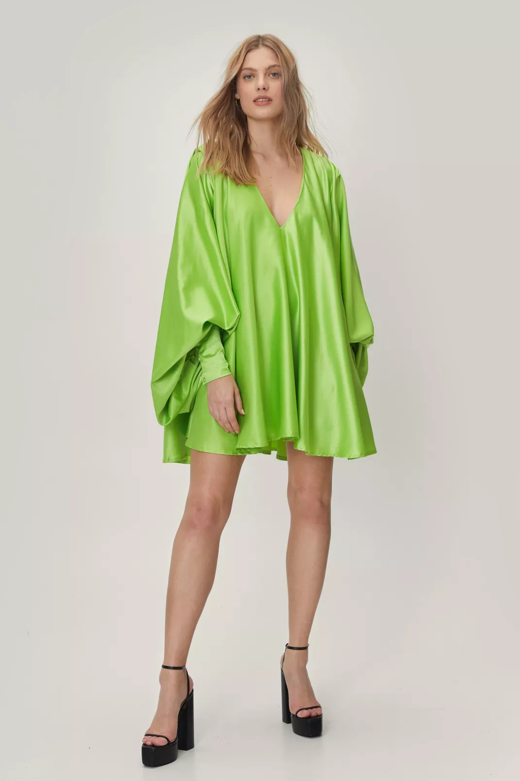 Plunge Extreme Batwing Sleeve Mini Dress | Nasty Gal (US)