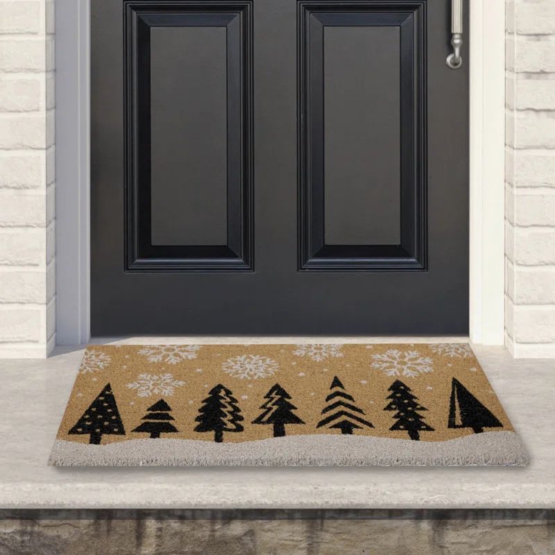 Natural Coir Trees and Snowflakes Christmas Doormat 18" x 30" | Wayfair North America