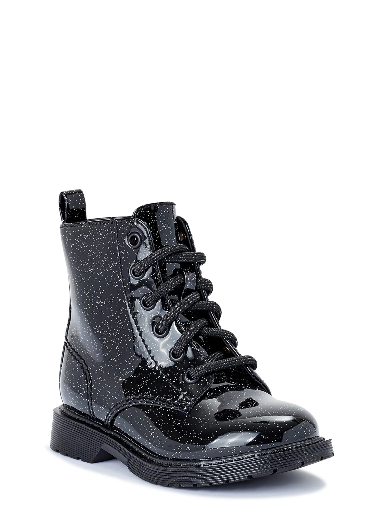 Wonder Nation Toddler Girl Patent Lace-up Fashion Moto Boot | Walmart (US)