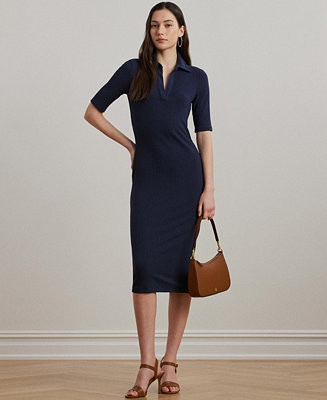 Lauren Ralph LaurenWomen's Rib-Knit Elbow-Sleeve Polo Dress | Macy's