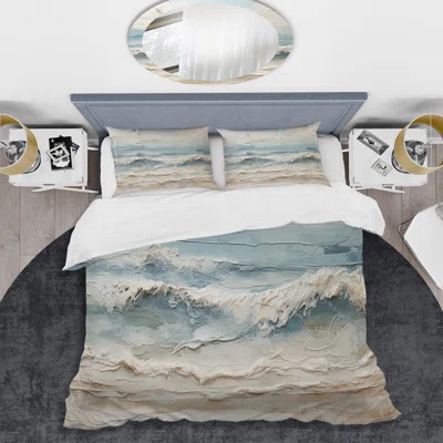 Beige And Blue Coastal Beach Paint - Coastal Beach Duvet Cover Set | Wayfair North America