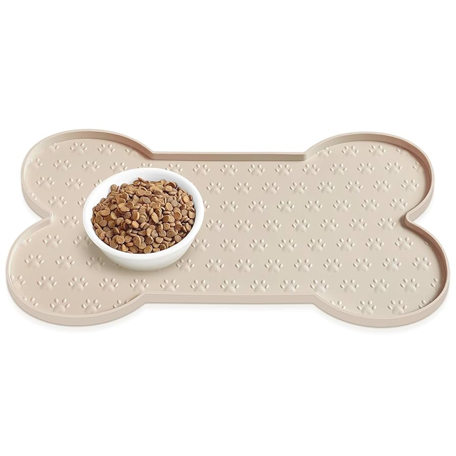 Dog Food Mat Anti-Slip Silicone Dog Bowl Mat Thicker Pet Placemat Waterproof Cat Feeder Pad with ... | Amazon (US)