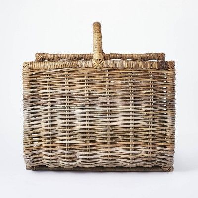 20" x 15" Rattan Woven Log Holder with Handle Gray/Natural - Threshold™ designed with Studio Mc... | Target