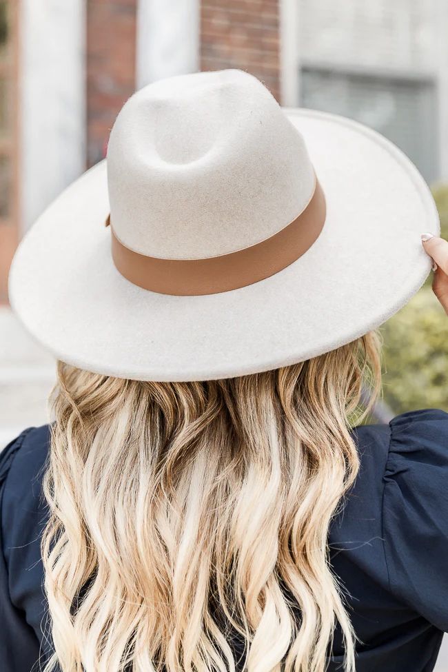 Loud And Clear Beige Solid Band Fedora Hat | Pink Lily