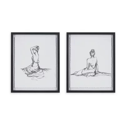 Madison Park Feminine Figures Deckle Edge 17-Inch x 21-Inch Wall Art in Black/White (Set of 2) | ... | Bed Bath & Beyond