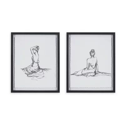 Madison Park Feminine Figures Deckle Edge 17-Inch x 21-Inch Wall Art in Black/White (Set of 2) | ... | Bed Bath & Beyond