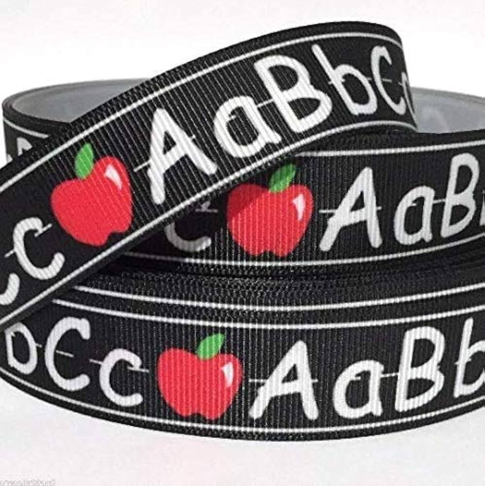Grosgrain Ribbon 1.5" ABC Apple Back to School Writing Printed Per Yard | Amazon (US)