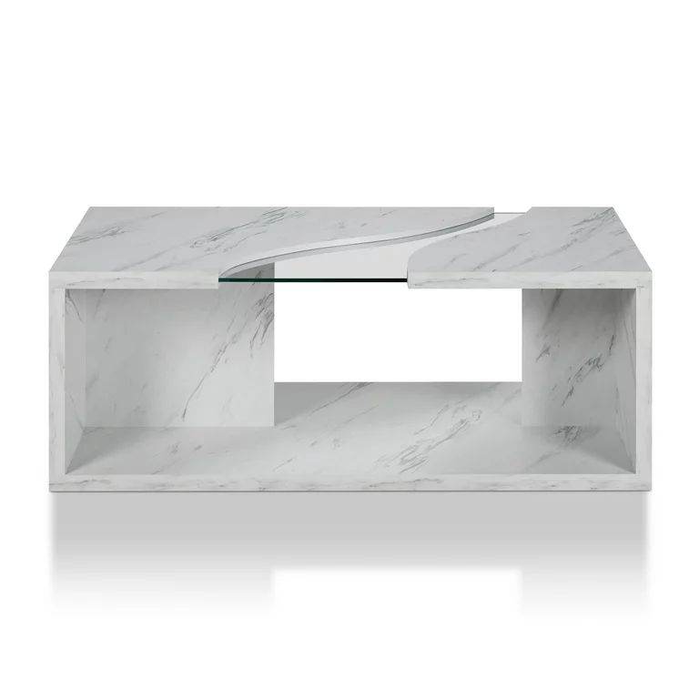 Furniture of America Marblique Contemporary Marble Rectangle Coffee Table, White | Walmart (US)