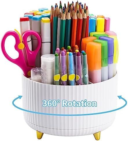 Marbrasse Desk Organizer, 360-Degree Rotating Pen Holder, Desk Organizers and Accessories with 5 ... | Amazon (US)