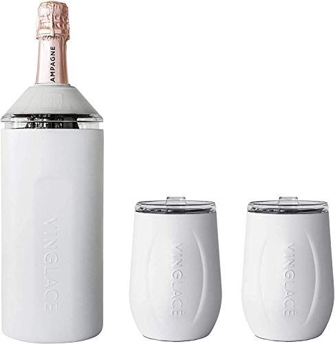 Vinglacé Wine Bottle Chiller- Portable Champagne Insulator- Stainless Steel Wine Cooler Sleeve, White | Amazon (US)