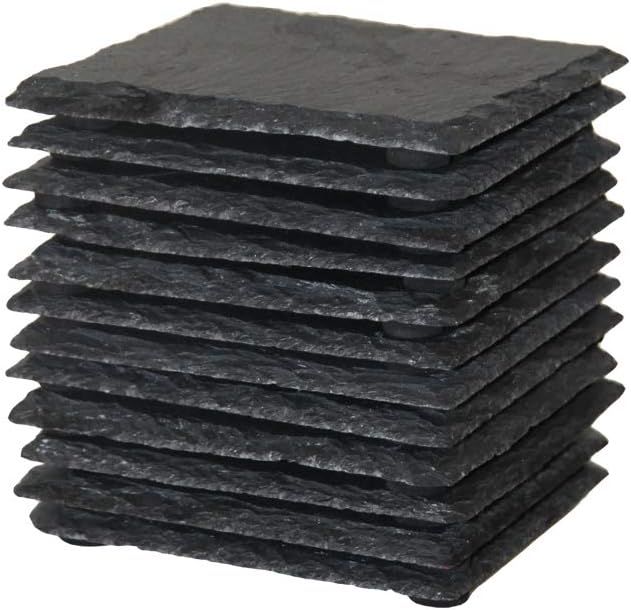 12 Pack 4 x 4 Inch Gorgeous Black Slate Stone Coasters Bulk Square Slate Stone Cup Coaster for Dr... | Amazon (US)