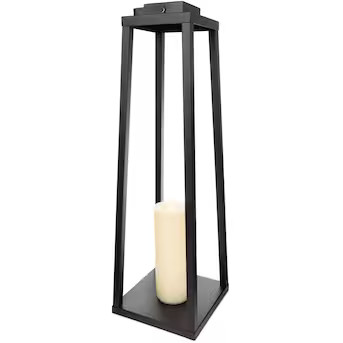 Fusion 7.5-in x 24-in Black Metal LED Light Outdoor Decorative Lantern | Lowe's