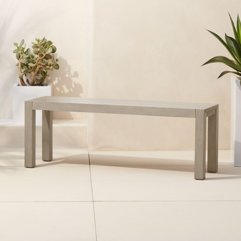 Matera Grey Outdoor Patio Dining Bench + Reviews | CB2 | CB2