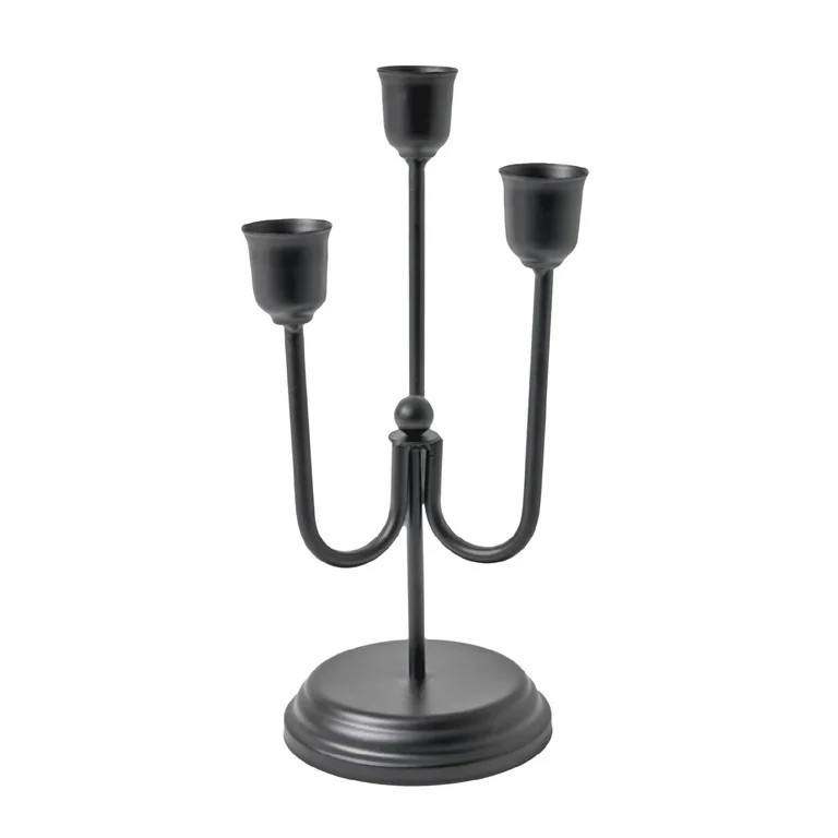 Home Decor Collection 3-Arm Black Metal Taper Candle Holder – Elegant Gothic Decor for Hallowee... | Walmart (US)