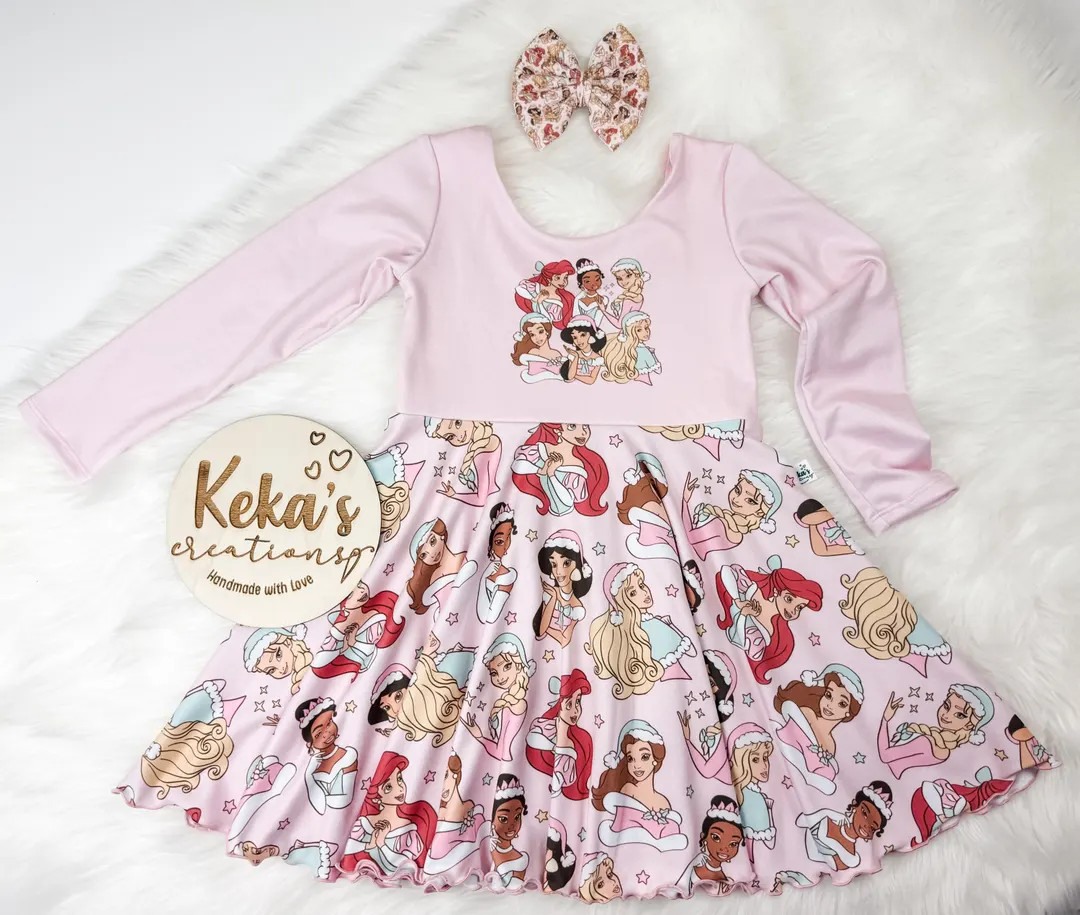 Christmas Princesses Peplum Top or Dress and Matching Bow - Etsy | Etsy (US)