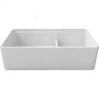 LaToscana Reversible White Fireclay 36 in. Double Bowl Farmhouse Apron-Front Kitchen Sink LDL3619... | The Home Depot