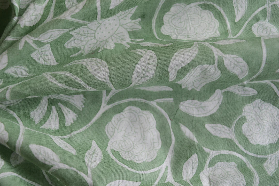 Olive Green Beautiful Mughal Floral Indian Hand Block Print - Etsy | Etsy (US)