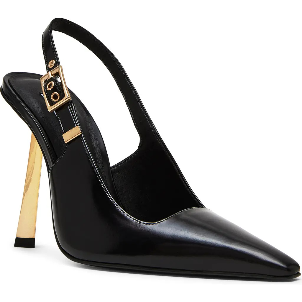 Steve Madden Divine Slingback Pump in Black Leather at Nordstrom, Size 8.5 | Nordstrom