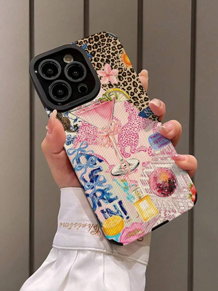 1PC Stylish Leopard Print & Splicing Pattern Faux Leather Soft 3D Shockproof Phone Case Compatible With IPhone IPhone11/12/13/14/15/15 Plus/15 Pro/15pro Max/IPhone16/IPhone16 Plus/IPhone16 Pro Max | SHEIN