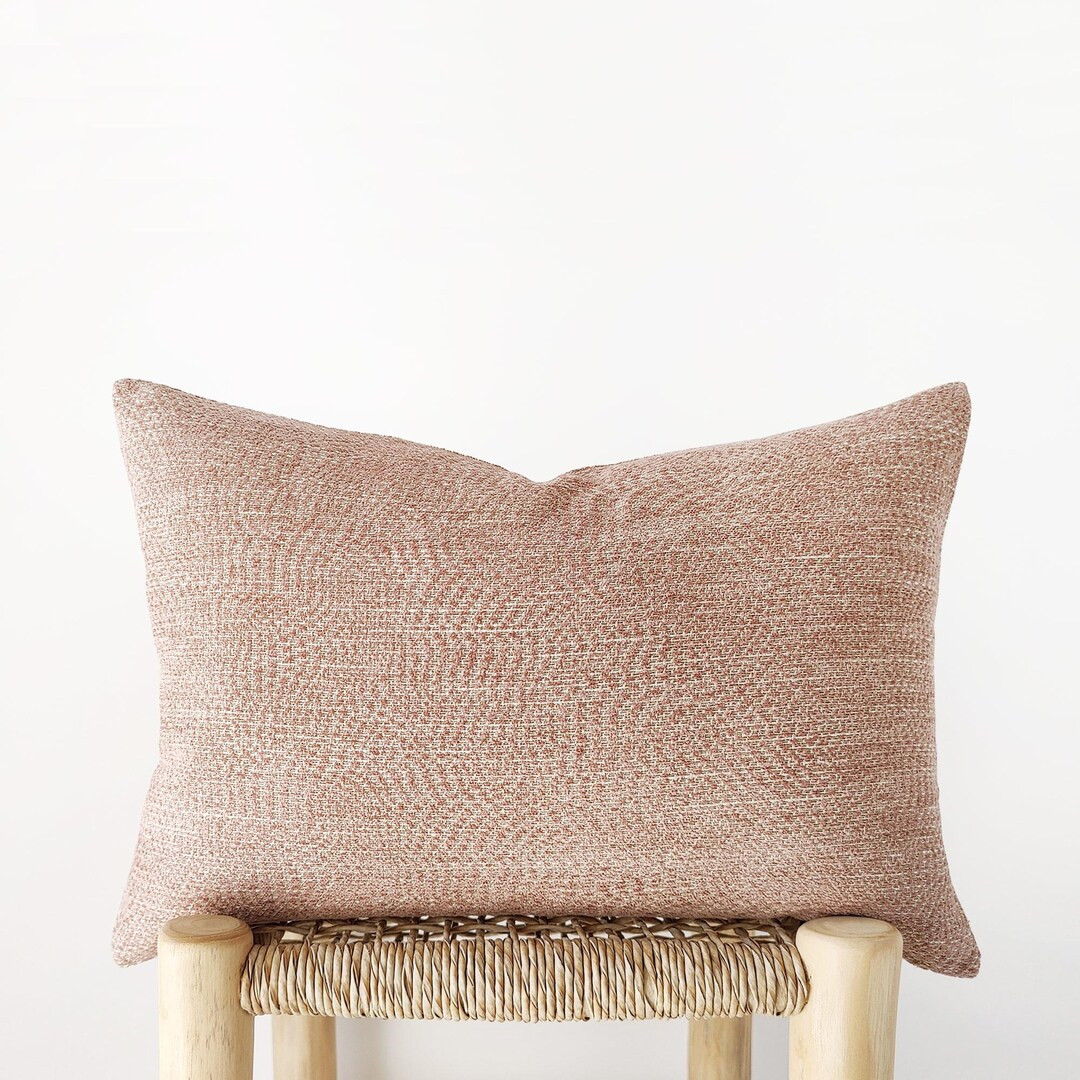 Soft chenille lumbar pillow cover in light pink - cozy decorative cushion with texture | Etsy (US)