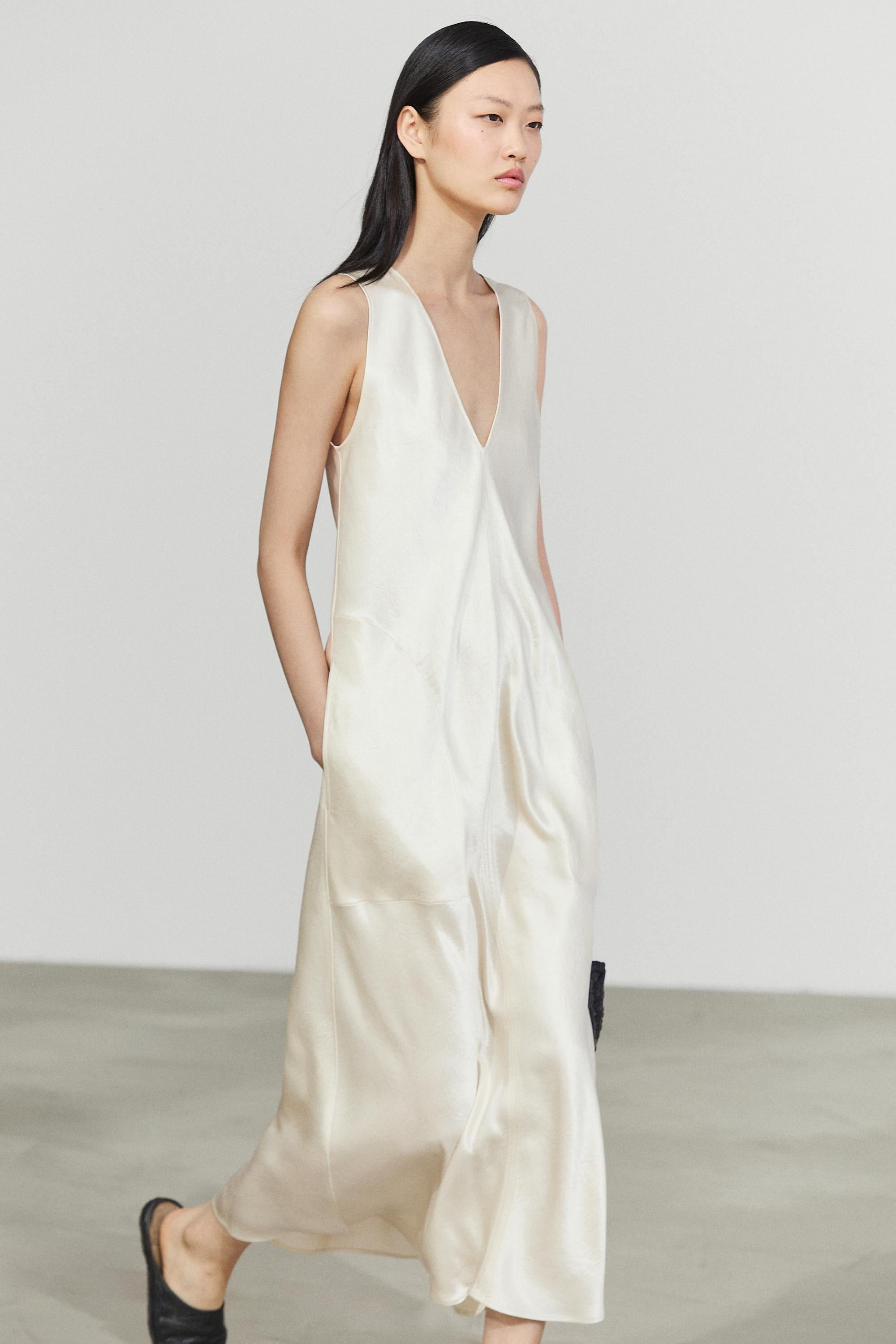 Satin midi slip dress | Massimo Dutti UK