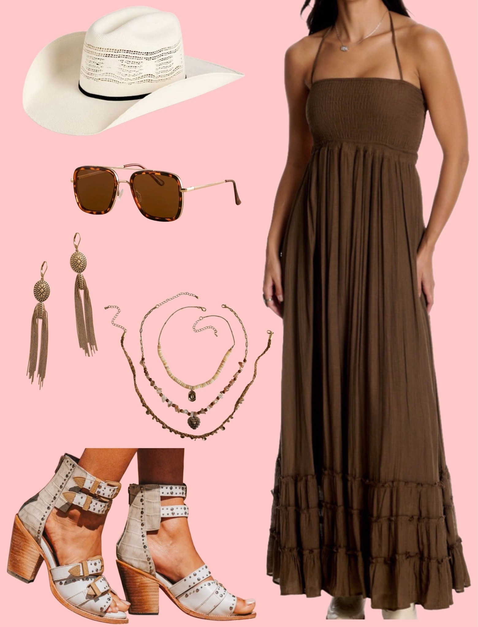 Brown maxi sundress styled with leather heels & western accessories 🤎

#LTKootd #LTKgrwm #LTKSeasonal