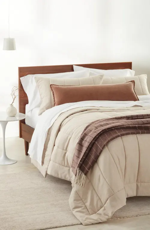 Nordstrom Organic Cotton Mélange Quilted Comforter & Shams Set in Beige Semolina at Nordstrom, Size King | Nordstrom