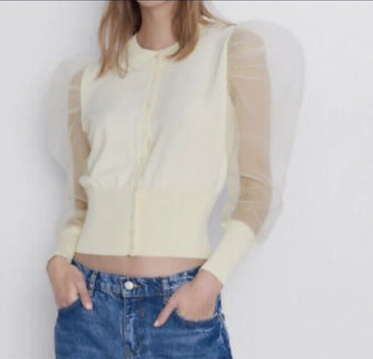 NWTZara Yellow Organza Sleeve CARDGIAN Size M | eBay | eBay US
