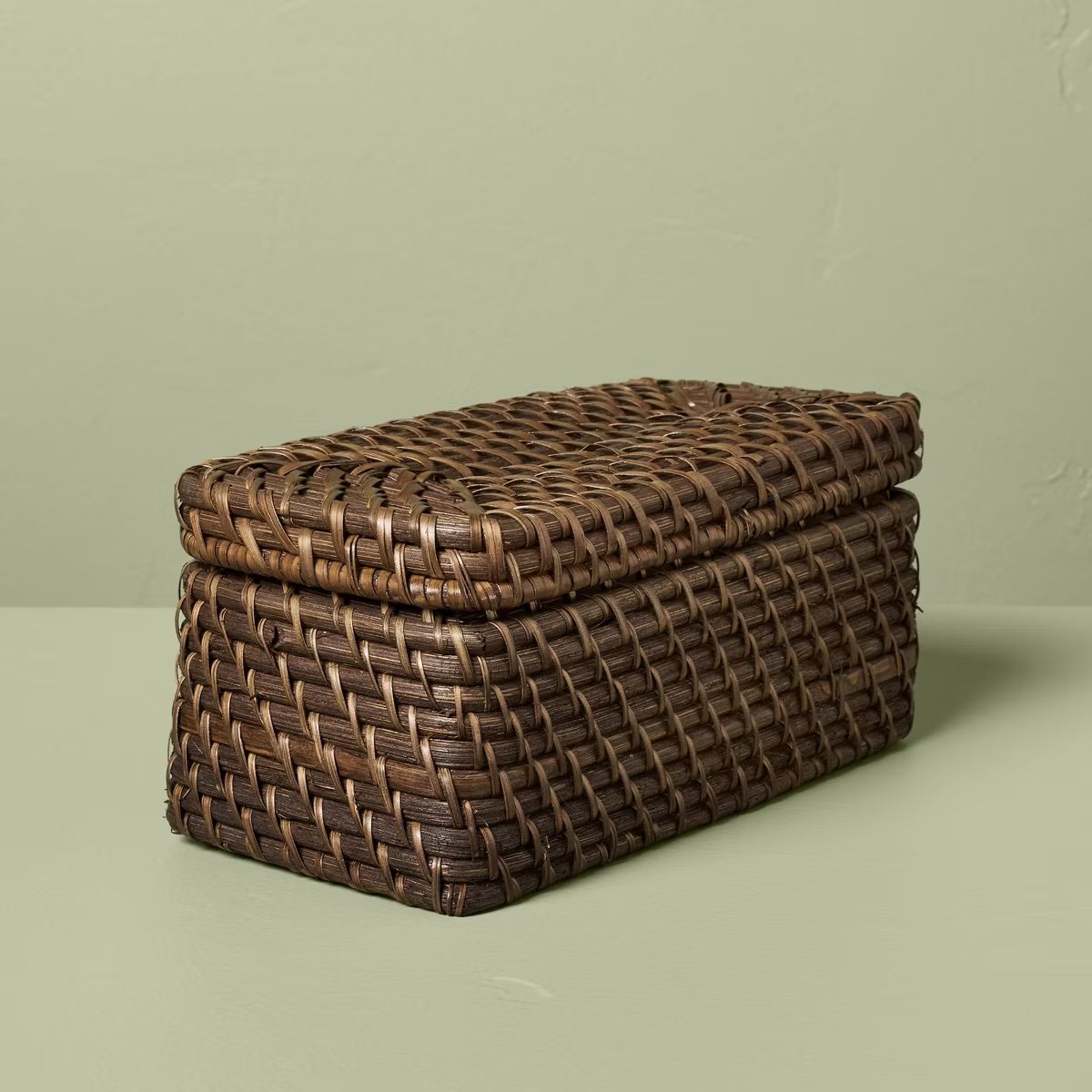 Woven Rattan Decorative Box Dark Brown - Hearth & Hand™ with Magnolia | Target