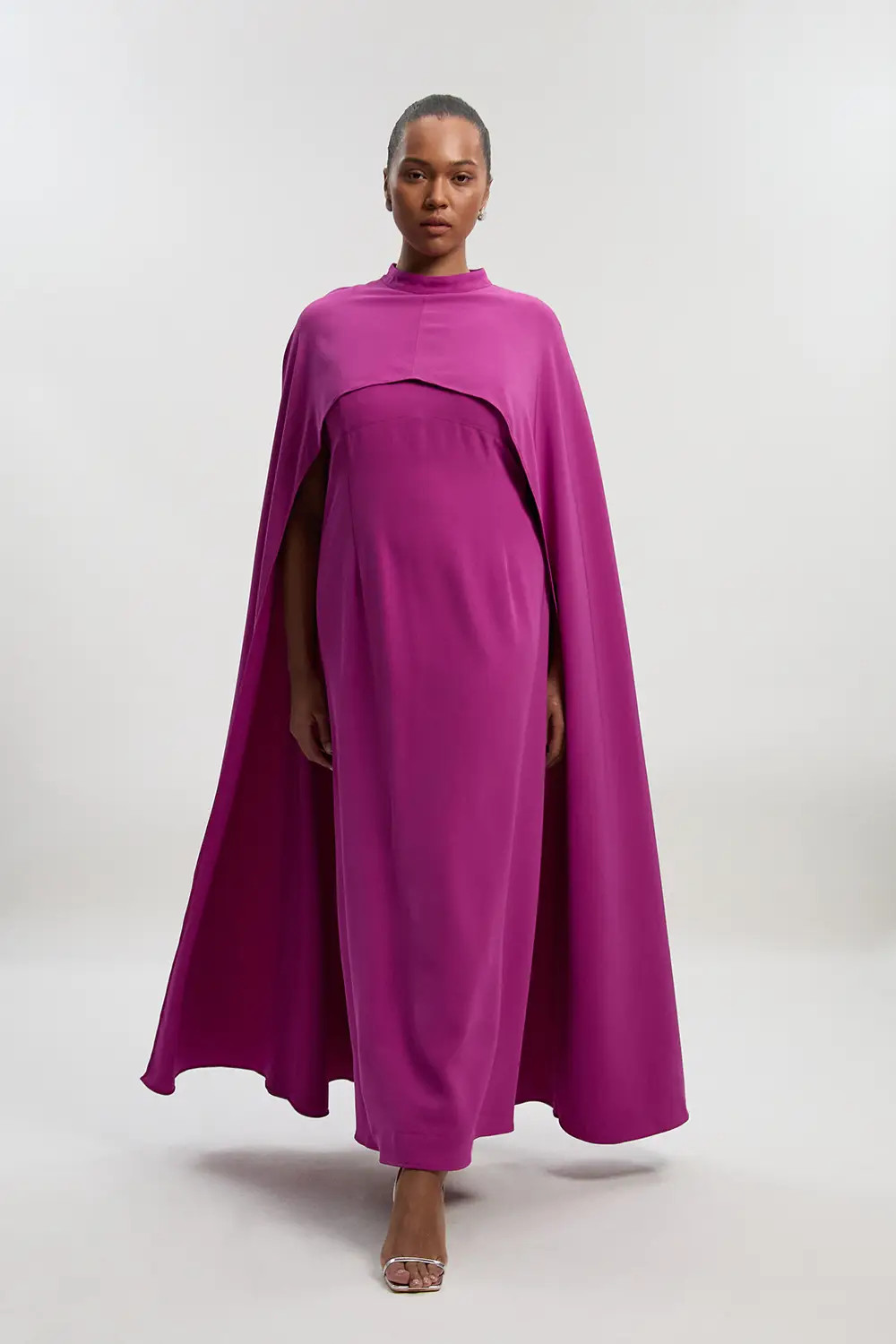 Plus Size Tailored Cape Detail Maxi Dress | Karen Millen