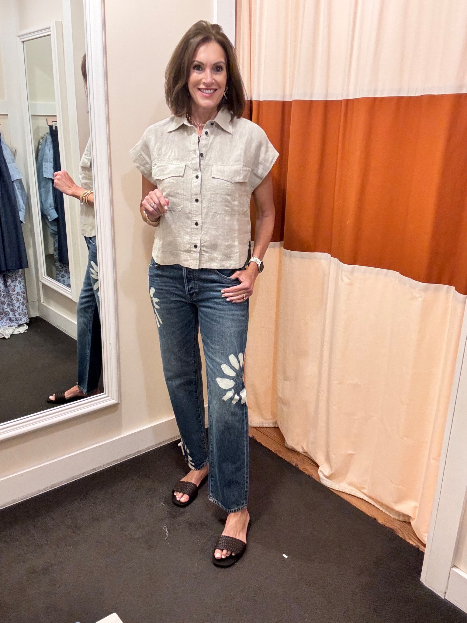 Linen. Shirt - M
Jeans - 28 reg

Summer outfit 

#LTKSaleAlert #LTKxMadewell #LTKStyleTip