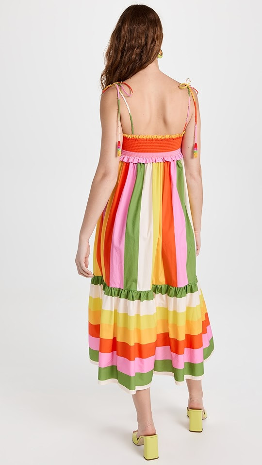 Mixed Neon Floral Red Midi Dress | Shopbop